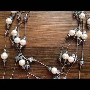 Silver Pearl and sequence necklace